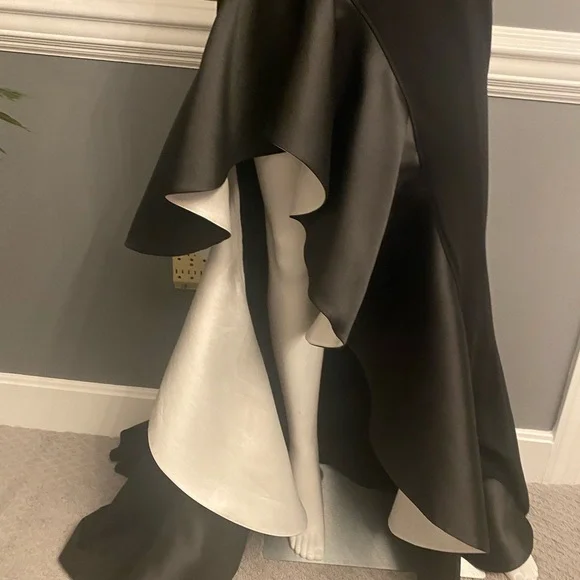 Jovani Black and White Strapless Ruffle Formal Dress. - Picture 10 of 12